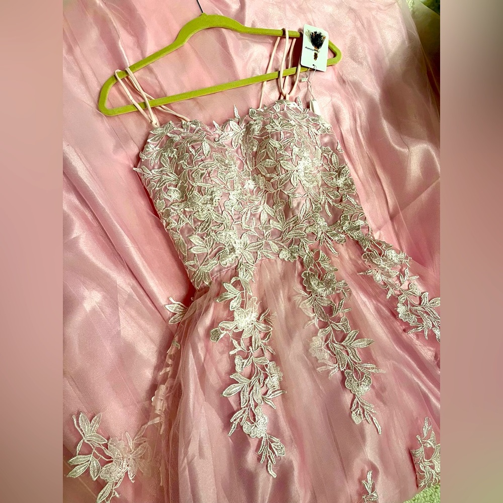 Pink Floral Prom Dress